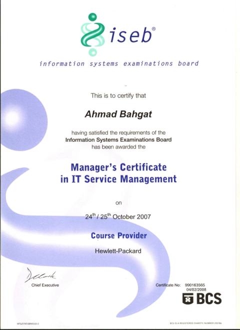 ISEB Manager's Certificate in IT Service Management