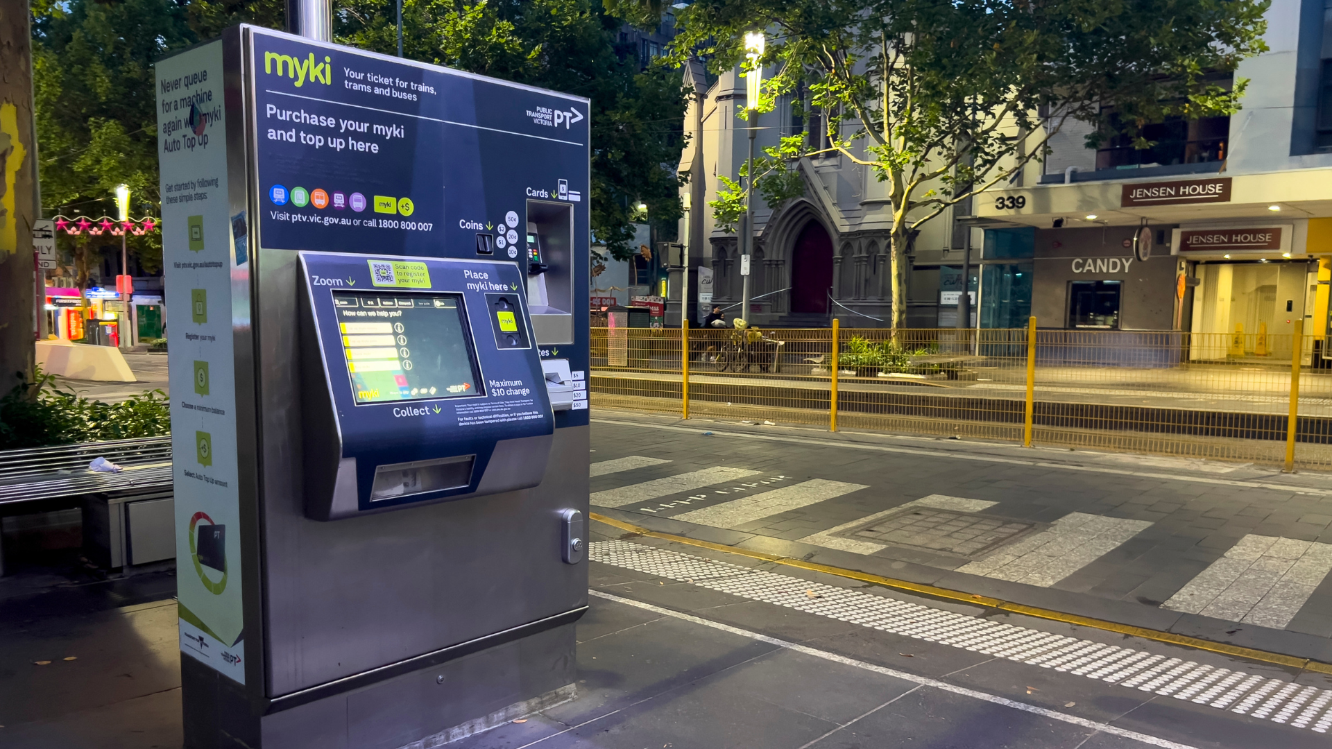 myki card top up machine in Melbourne's CBD Swanston Street
