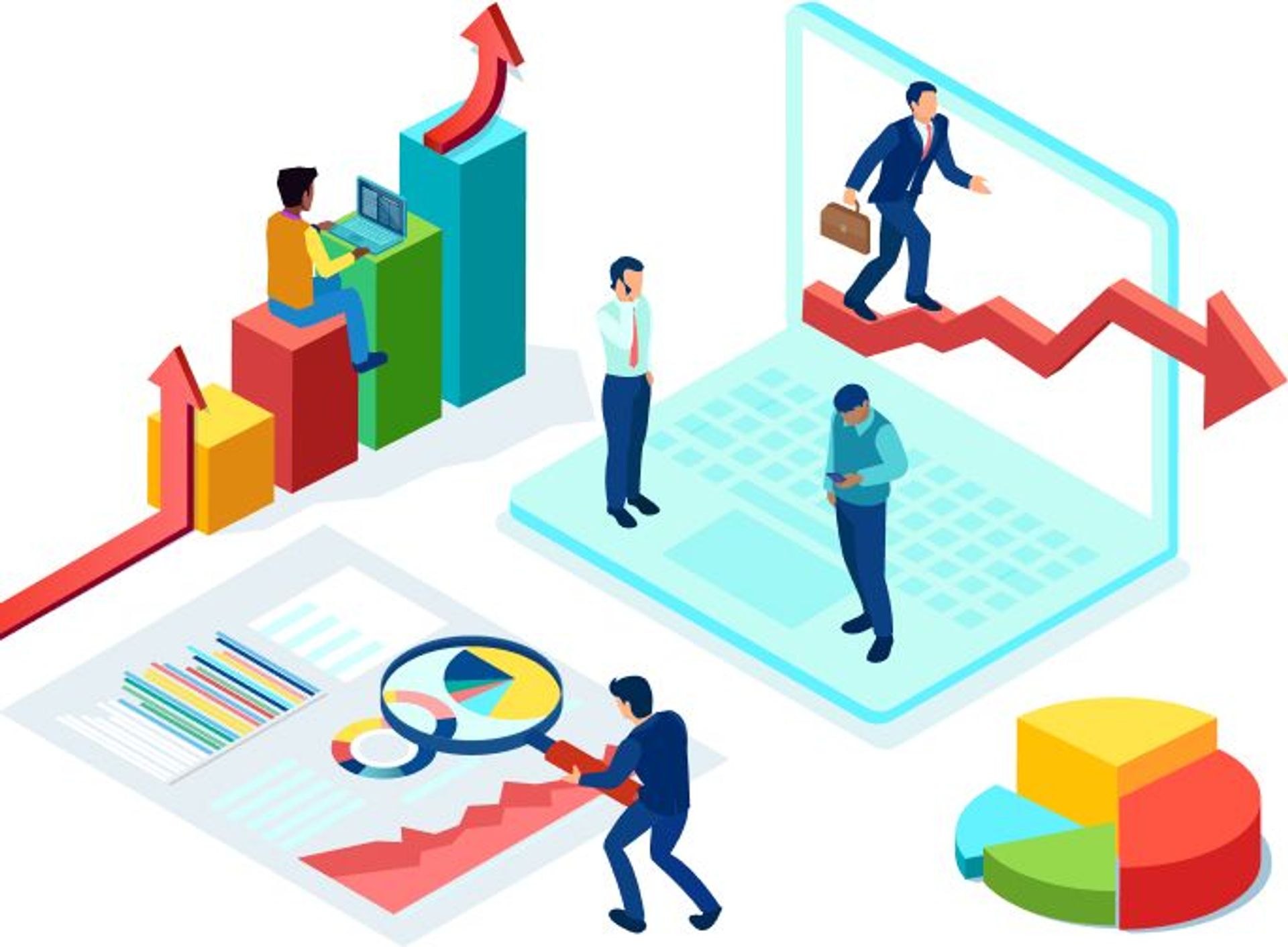 Decorative illustration of abstract business concepts.