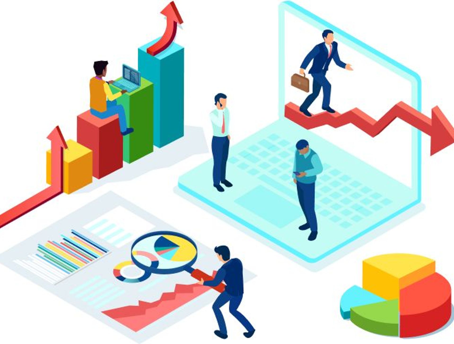 Decorative illustration of abstract business concepts.