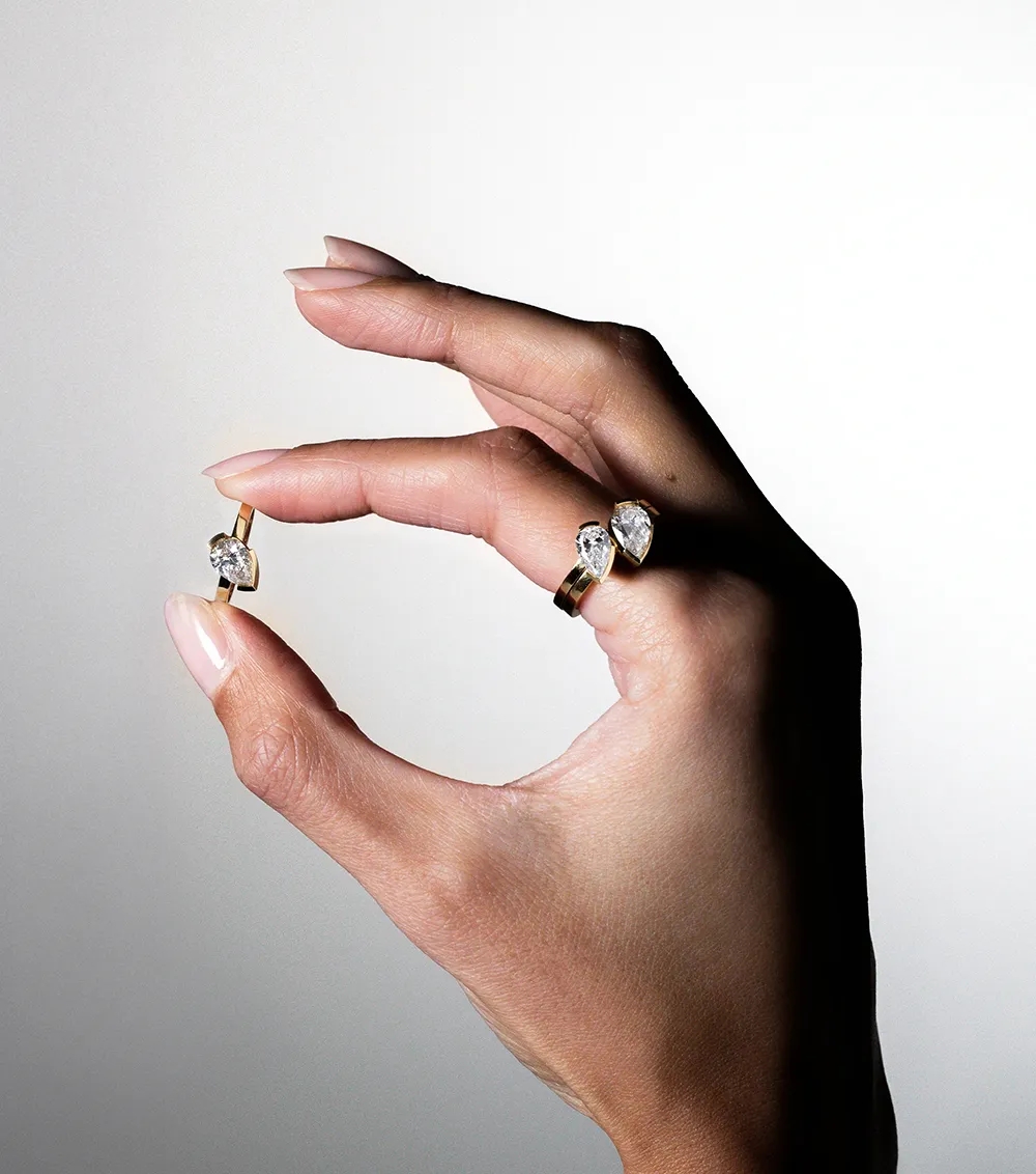 Meta signature cut pear lab-grown diamond ring crafted in 18k recycled gold.
