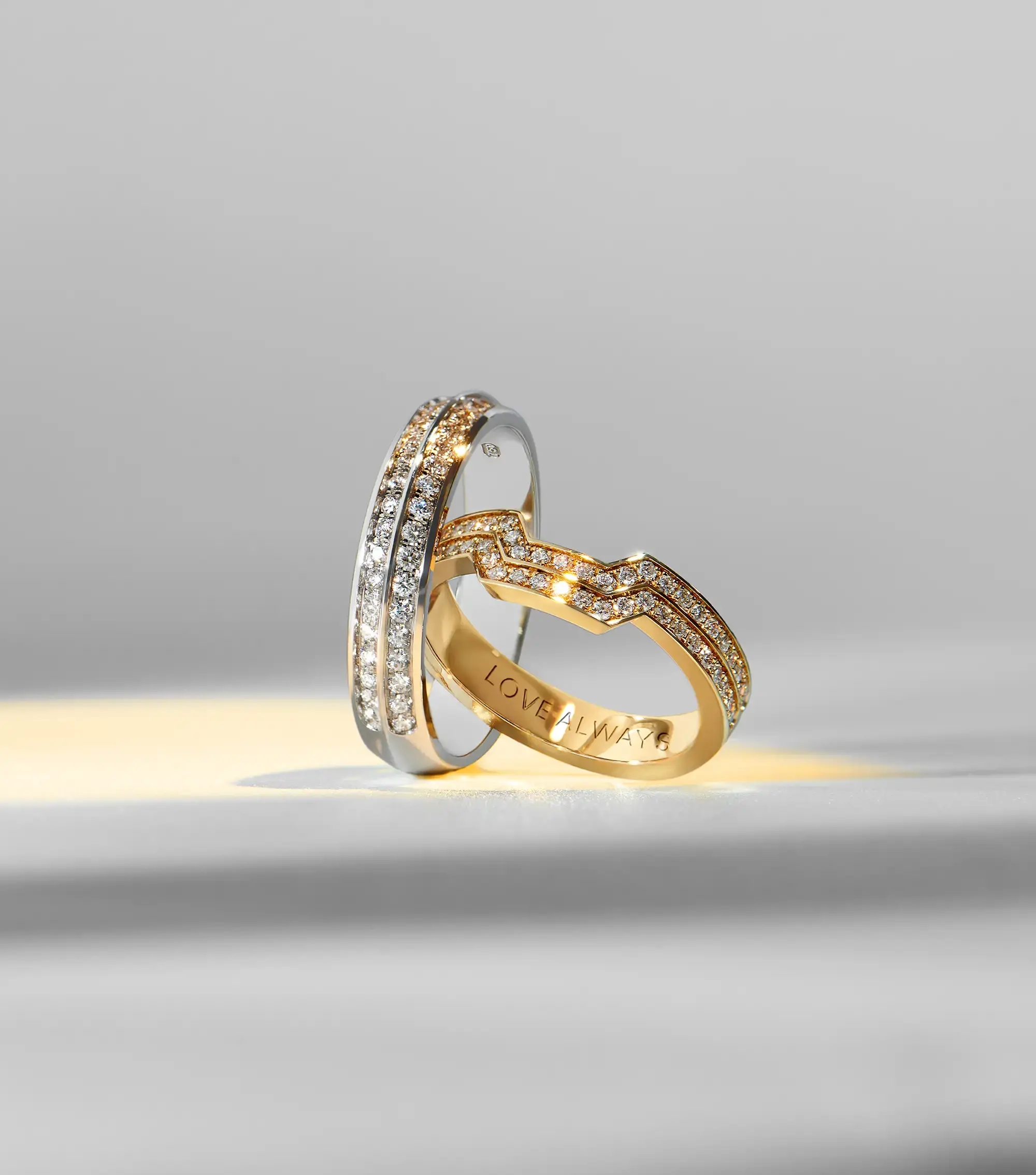 Personalised lab-grown diamond rings crafted in 18k recycled gold