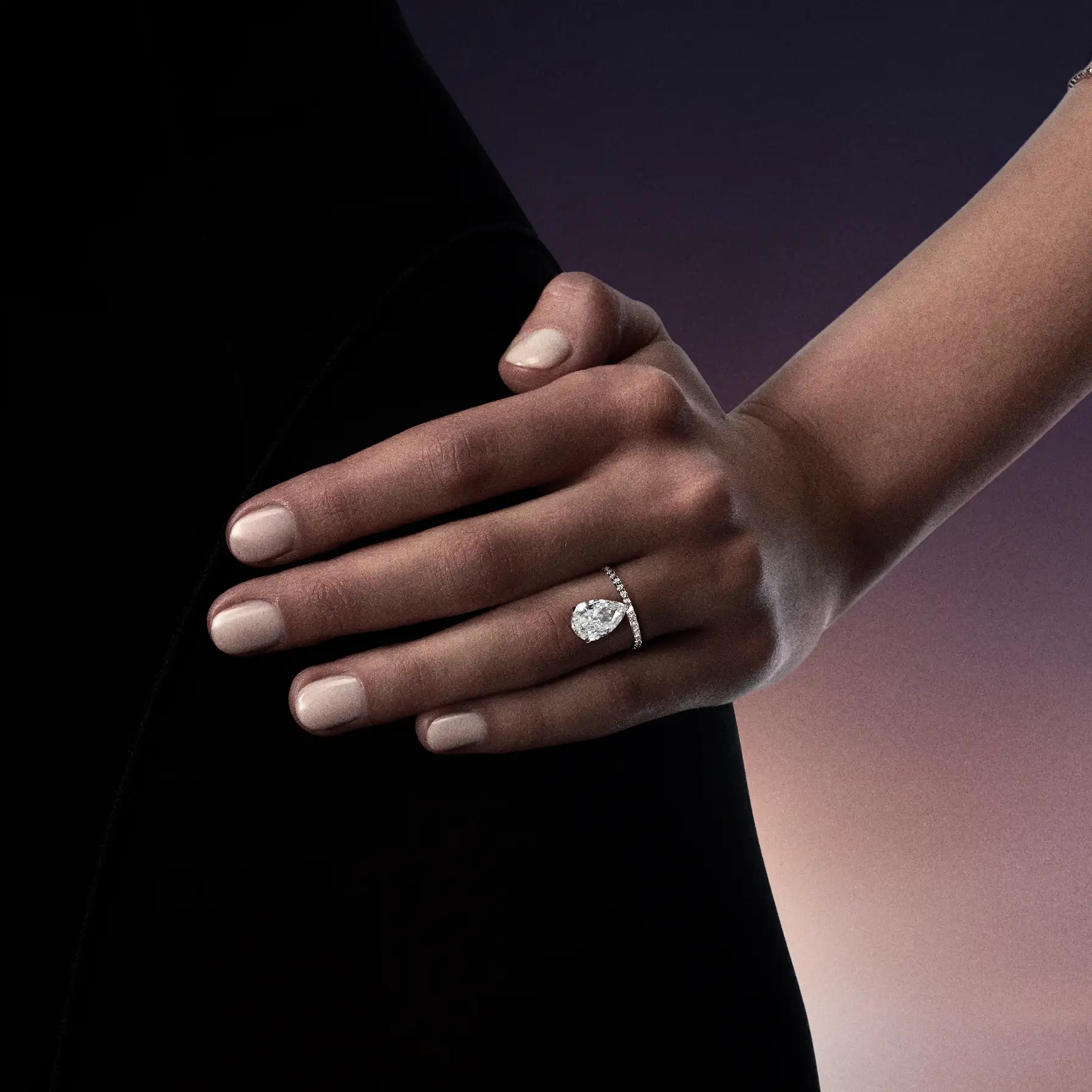 Unsaid Tear drop lab-grown diamond ring crafted in 18k recycled gold embellished in a pave setting