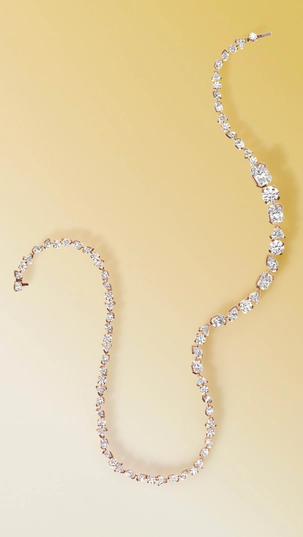 Unsaid statement eternity multi shaped lab-grown diamond bracelets created with renewable energy and crafted in 18k recycled rose, yellow and white gold. 