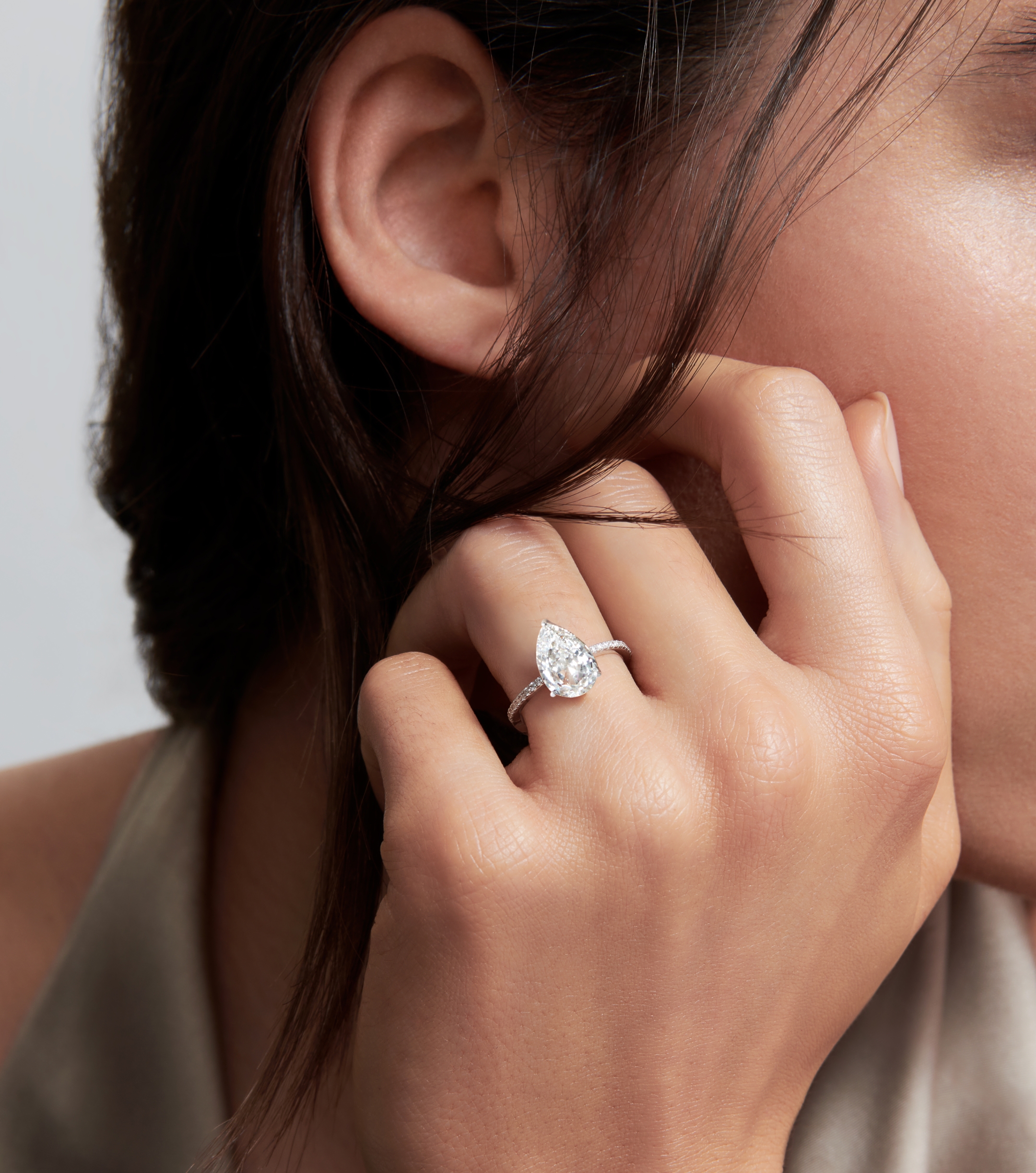 Unsaid's lab-grown pear shaped diamond ring in white gold. 