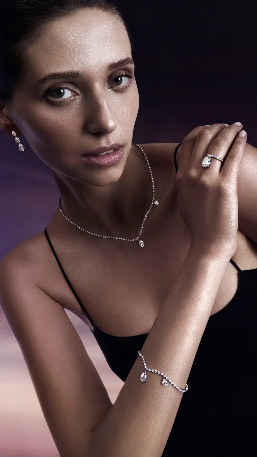 Unsaid's classic signature cut Tear lab-grown diamond jewelry set crafted in 18k recycled gold.