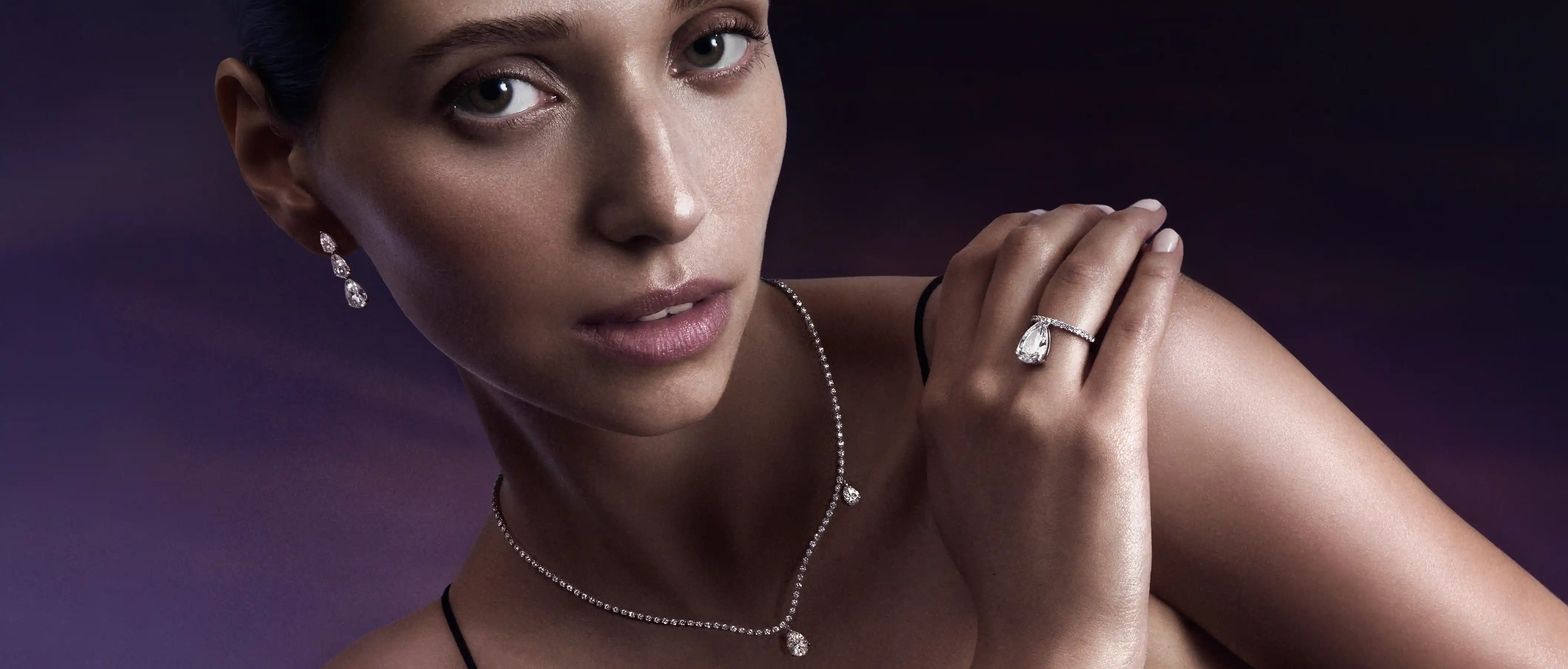Unsaid's classic signature cut Tear lab-grown diamond jewelry set crafted in 18k recycled gold.