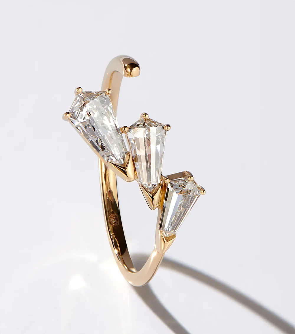Unsaid's Phoenix signature cut lab-grown diamond statement ring crafted in 18k recycled gold. 