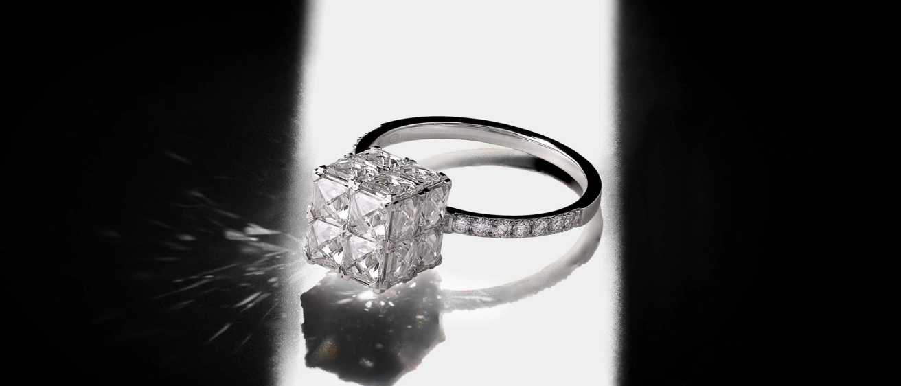 Unsaid's Signature cut Armor lab-grown diamond ring crafted in 18k recycled gold created with renewable energy. 