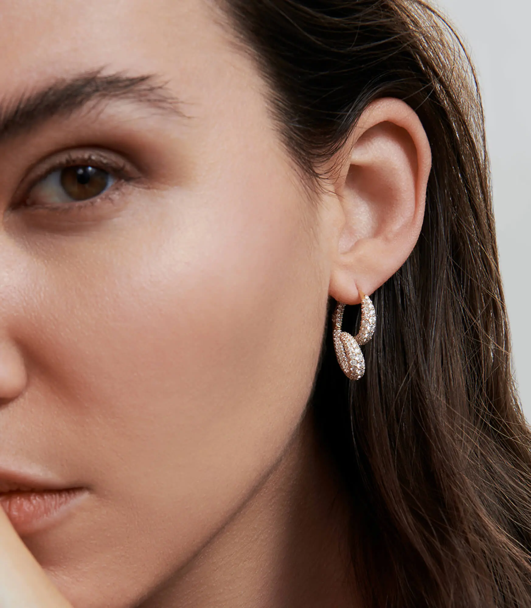 Unsaid's lab-grown diamond Whirlwind earring in 18k recycled gold. 
