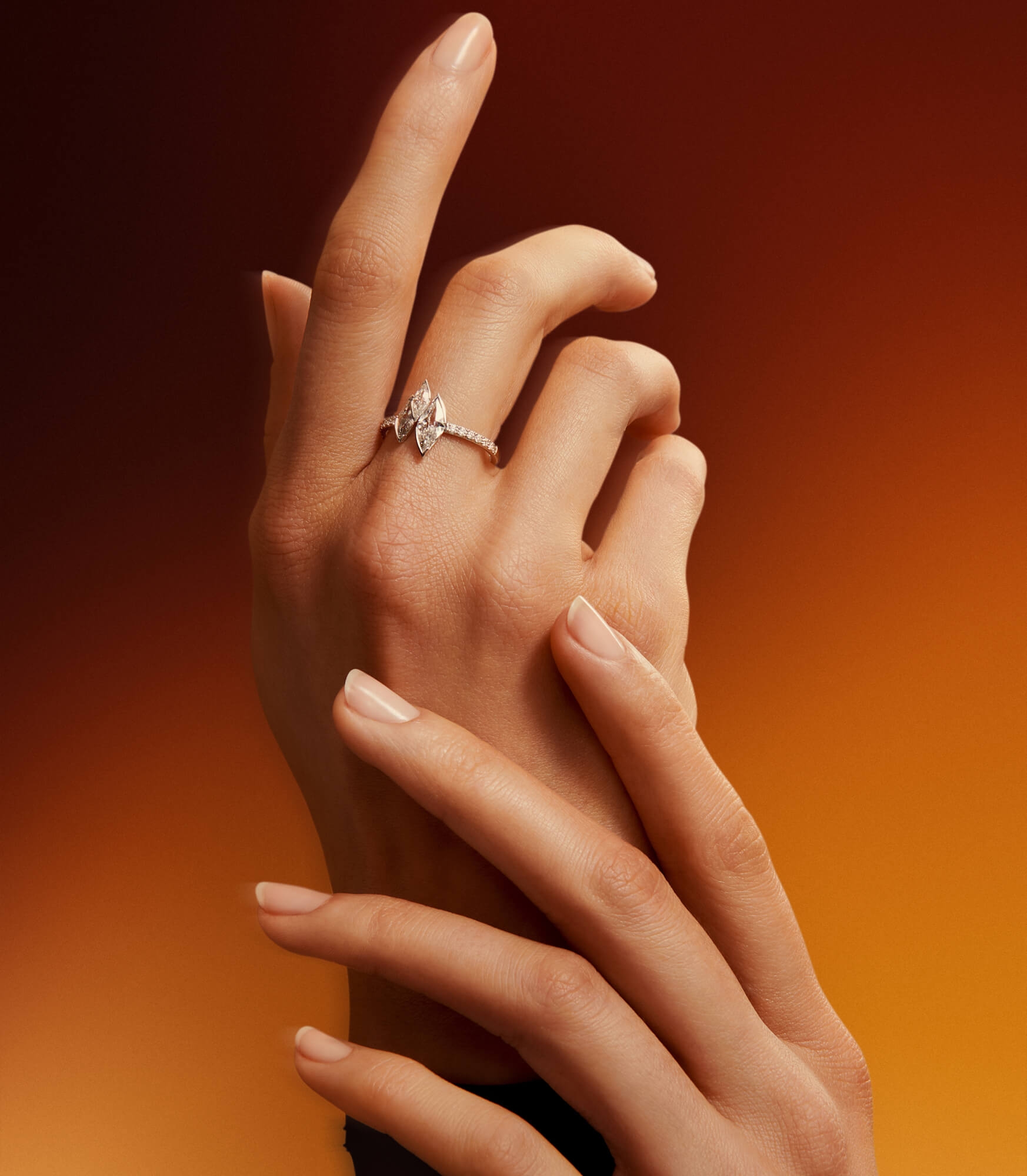 Unsaid's Signature cut Flame lab-grown diamond ring crafted in 18k recycled gold. 