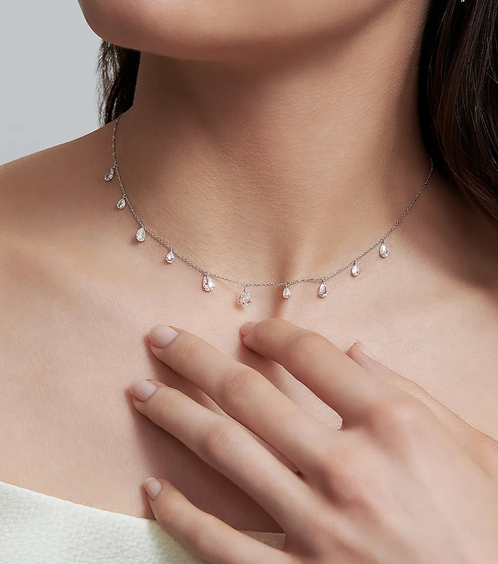 Unsaid's signature cut Tear drop lab-grown diamond necklace crafted in 18k recycled gold. signature cut Tear drop lab-grown diamond necklace crafted in 18k recycled gold. 