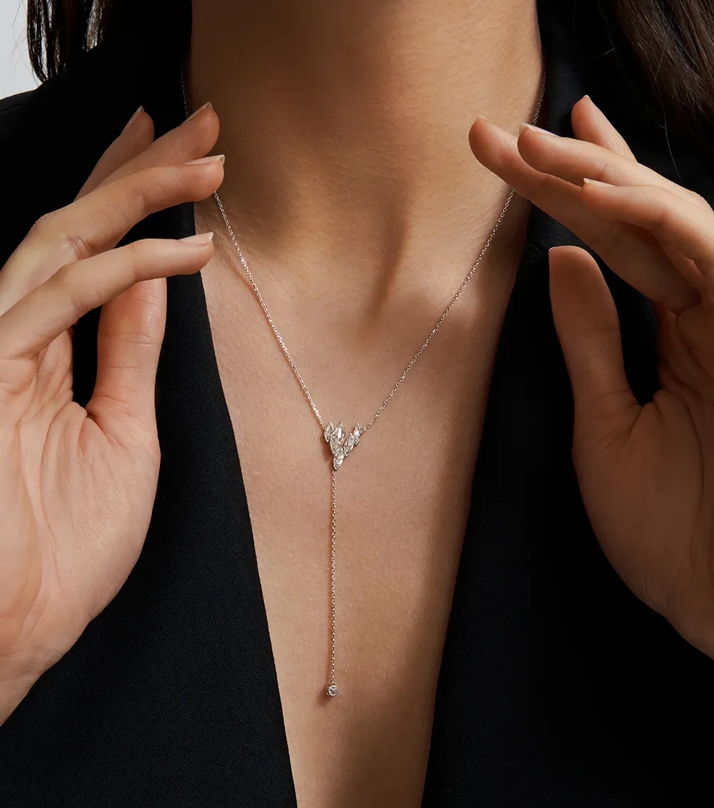 Unsaid's Signature cut Flame lab-grown diamond necklace crafted in 18k recycled gold. 
