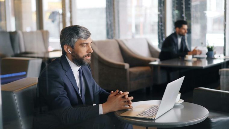 A man at a computer