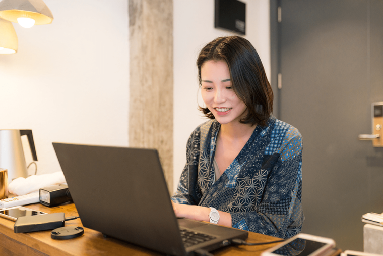 A woman working at a desk