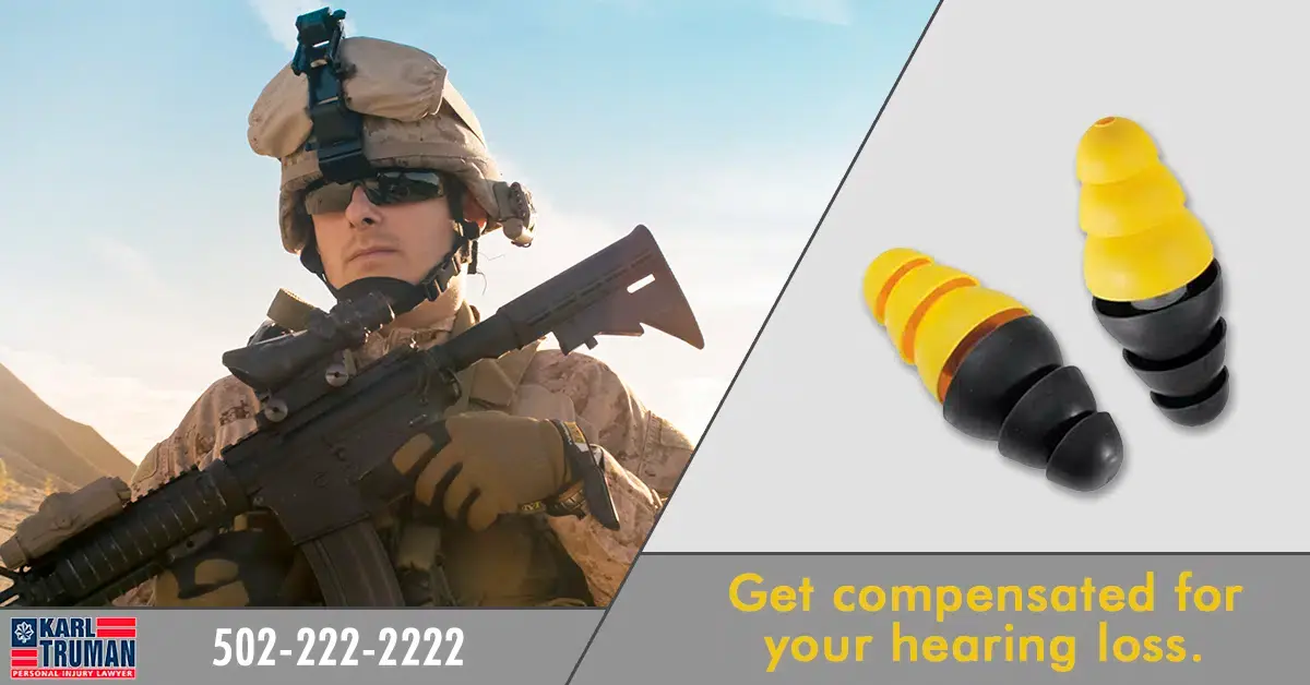 a man holding a rifle and an earplug