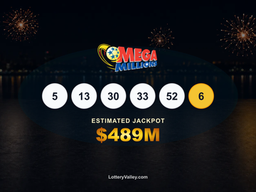 Editorial image concept for Mega Millions June 26 draw result.