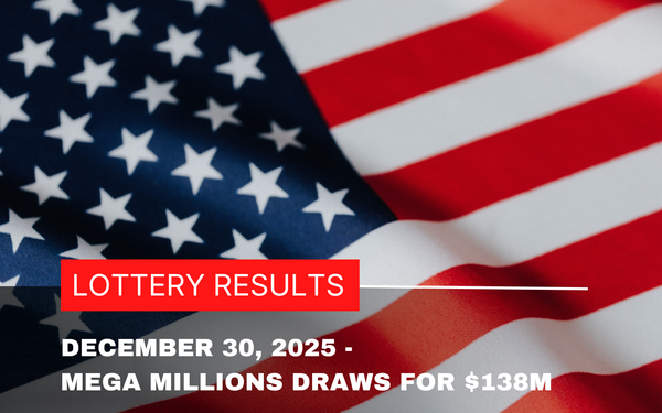 Graphic showing the text ‘December 30, 2025 Lottery Results –Mega Millions Draws for $138M’ on a styled background.