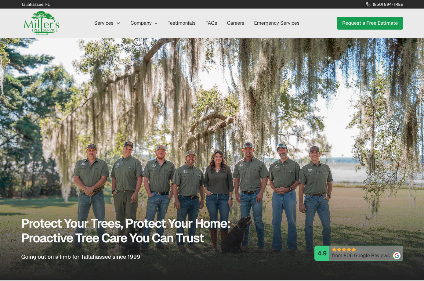 Millers Tree Service Hero Section