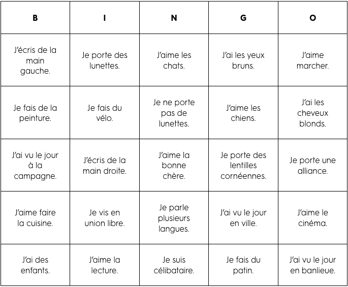 Carte de bingo