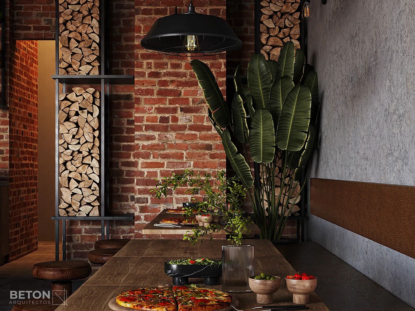 AL FORNO — the dining room facing the wood-fired oven