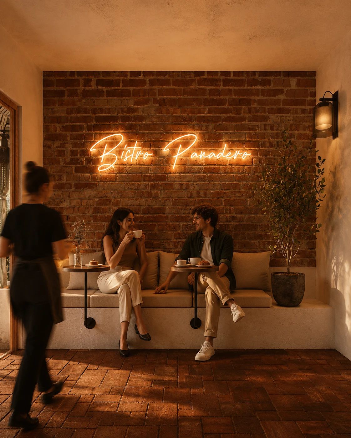 Bistro Panadero — the counter and oven wall from the entrance