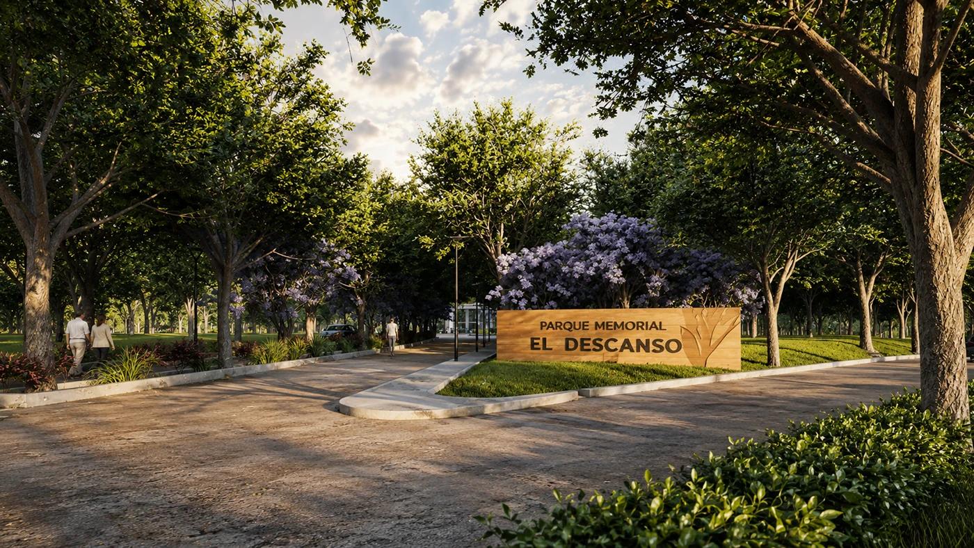 Ecological Cemetery — path edge in decomposed granite