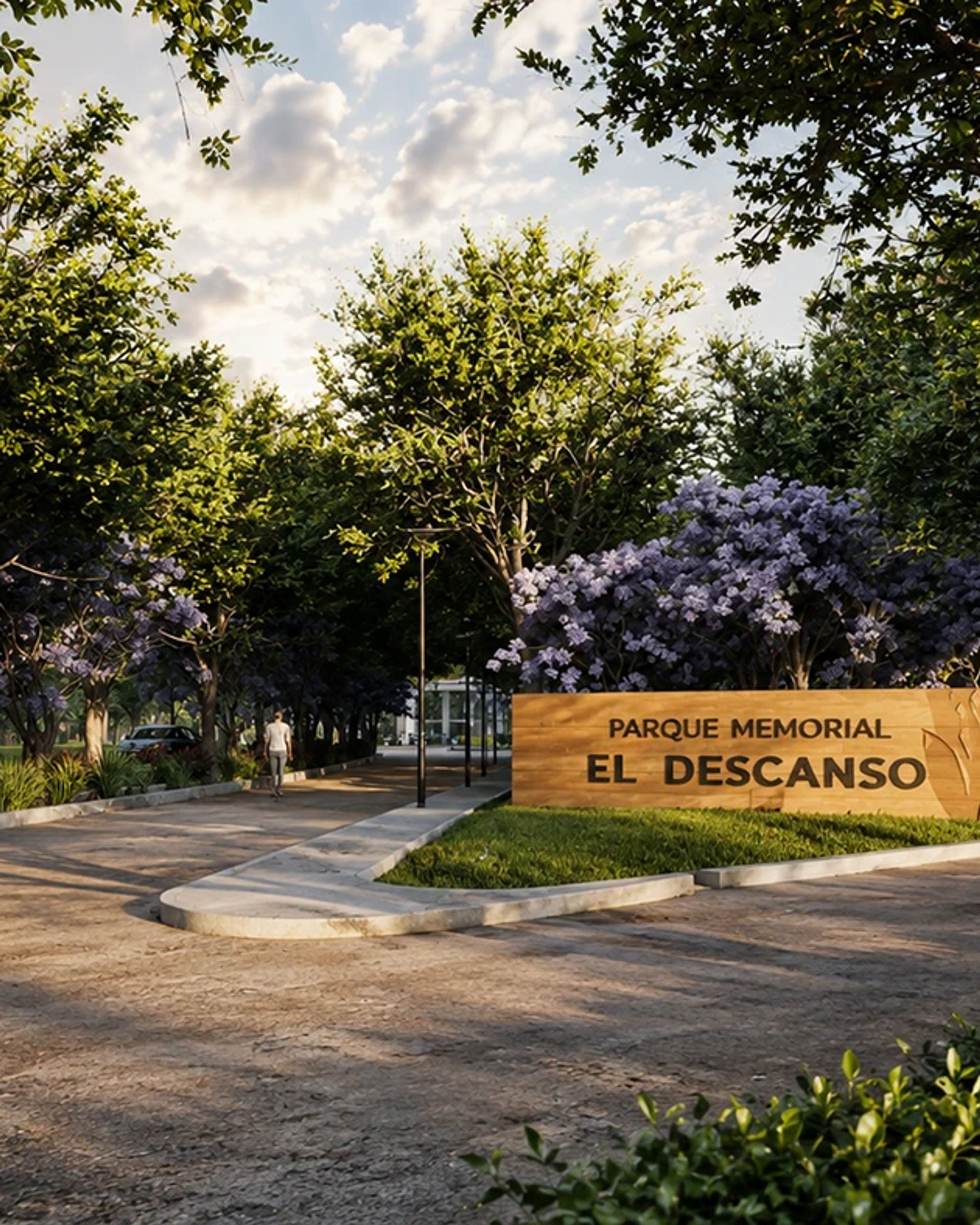 Ecological Cemetery — path edge in decomposed granite