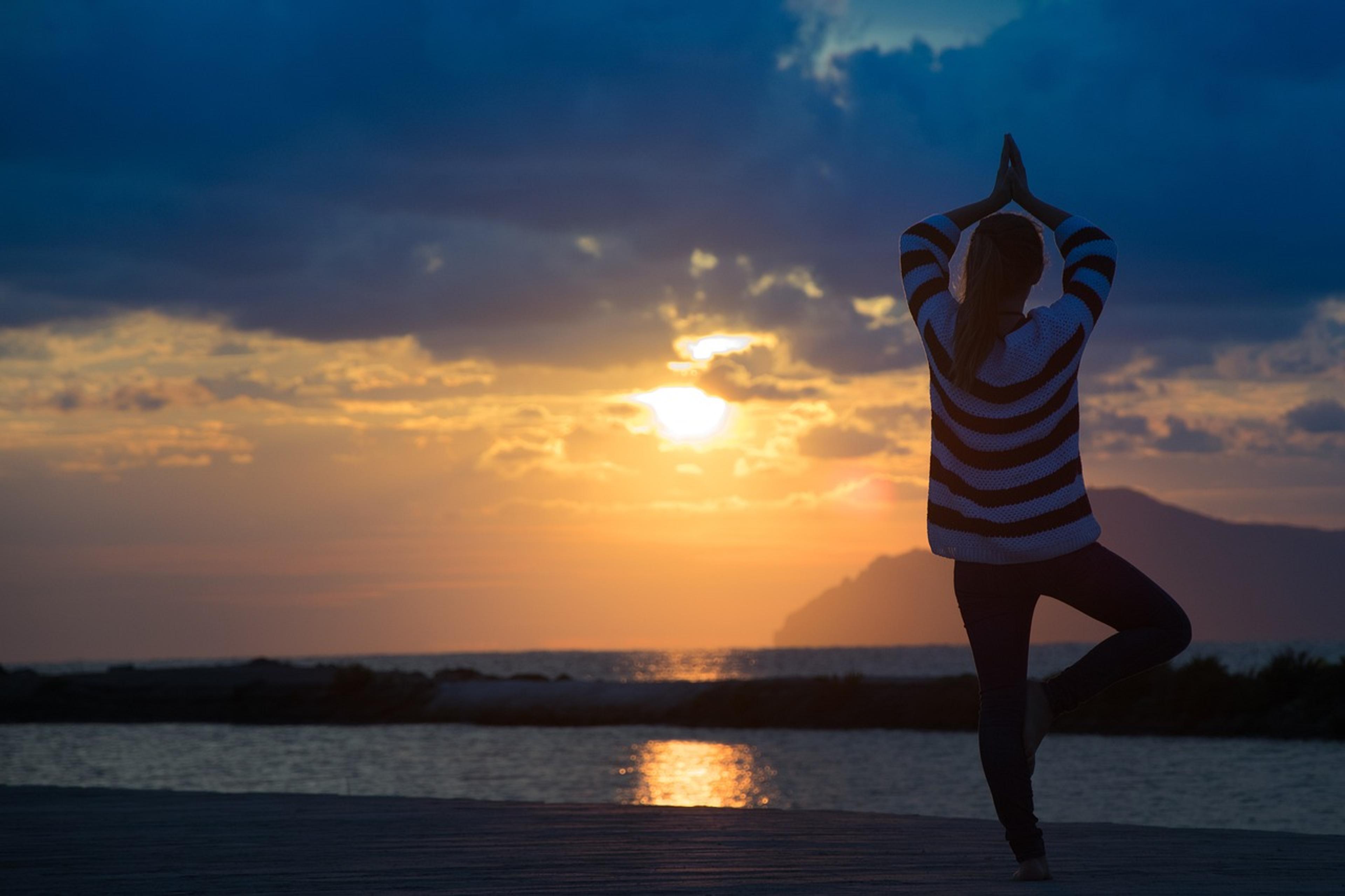 yoga at sunset