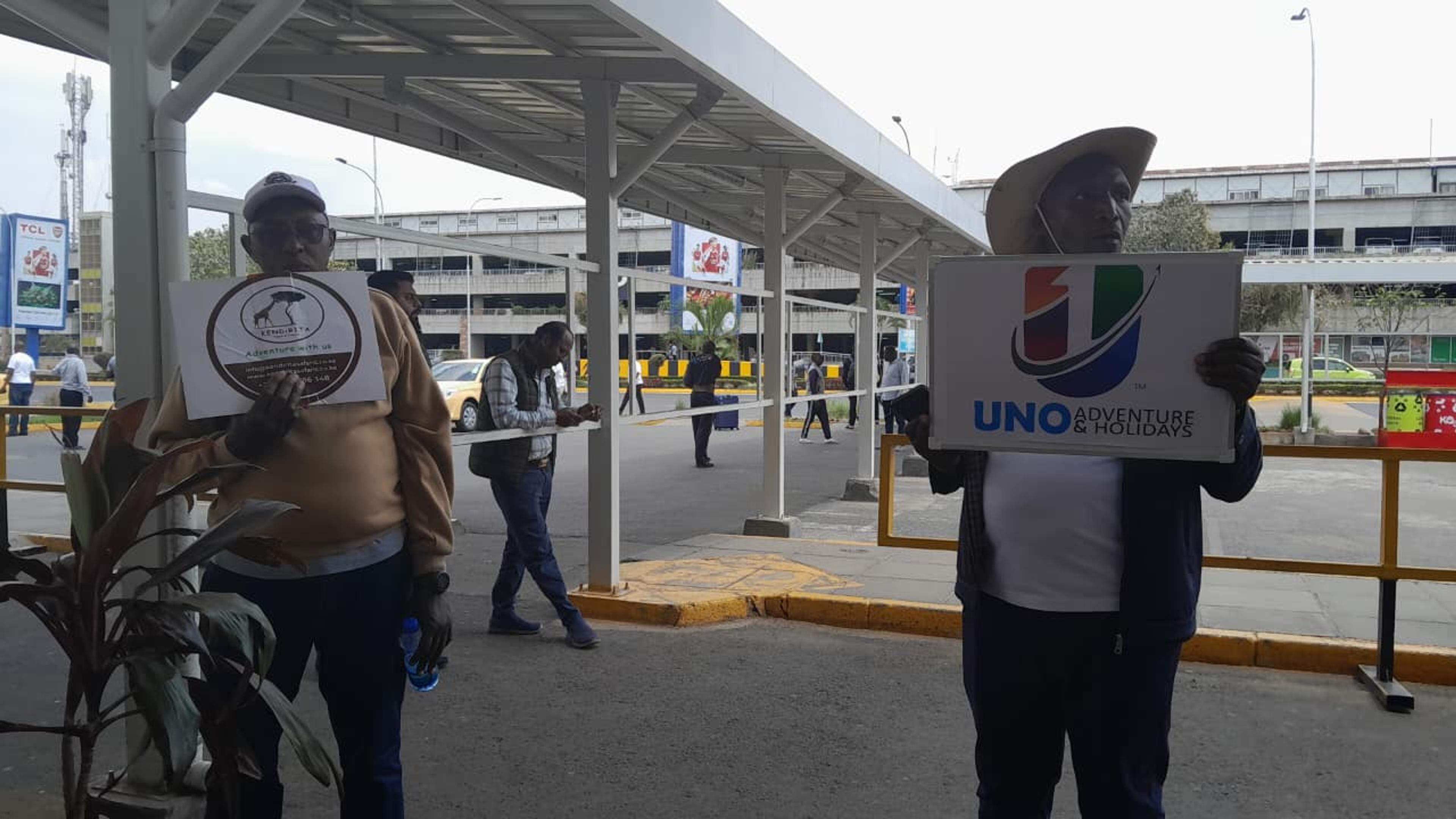 Kendirita Tours & Travel representatives providing airport meet and assist service for arriving guests at JKIA Nairobi.