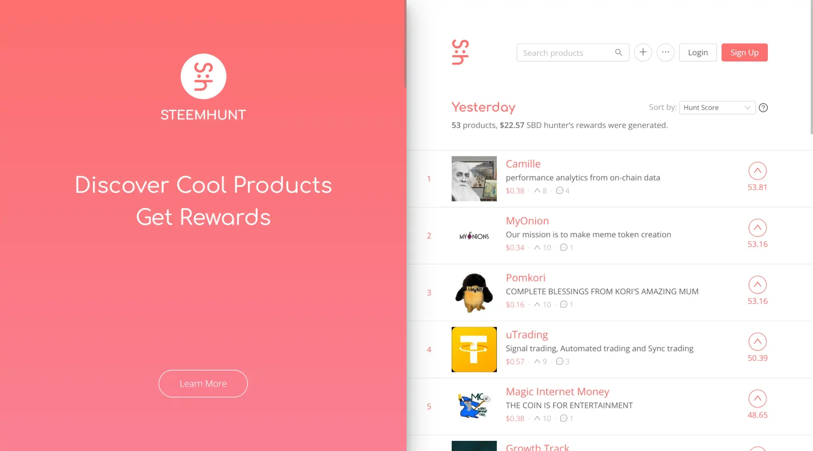 Steemhunt screenshot