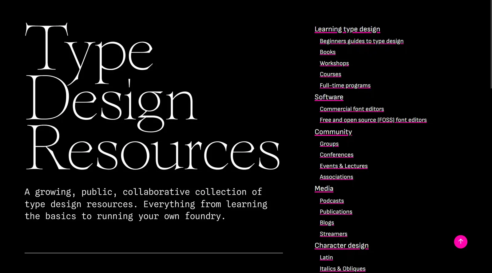 Type Design Resources screenshot