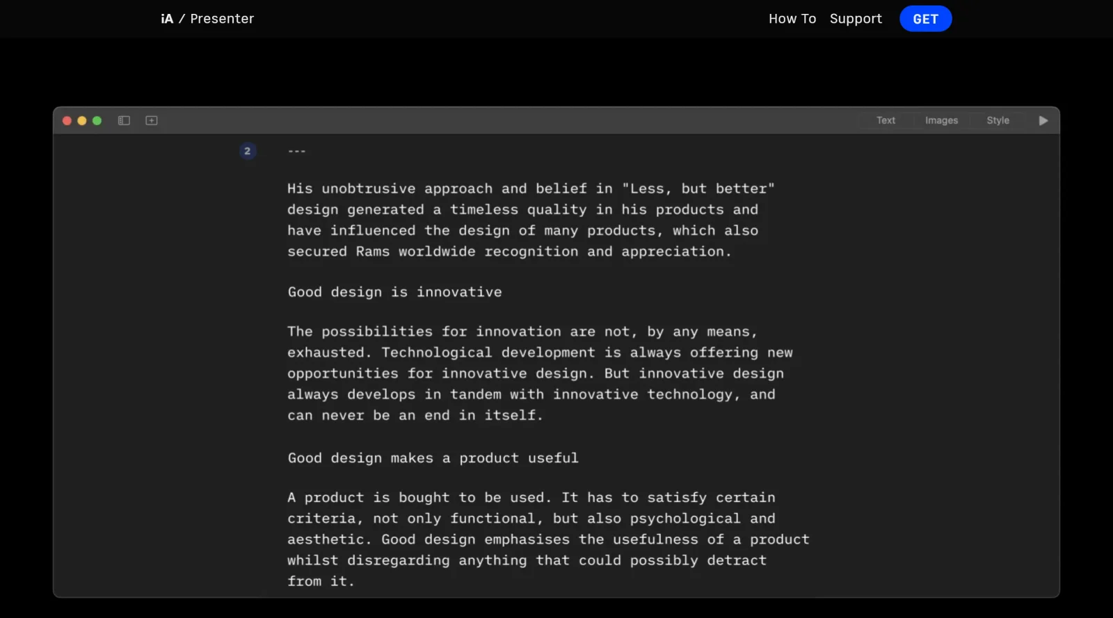 iA Presenter screenshot