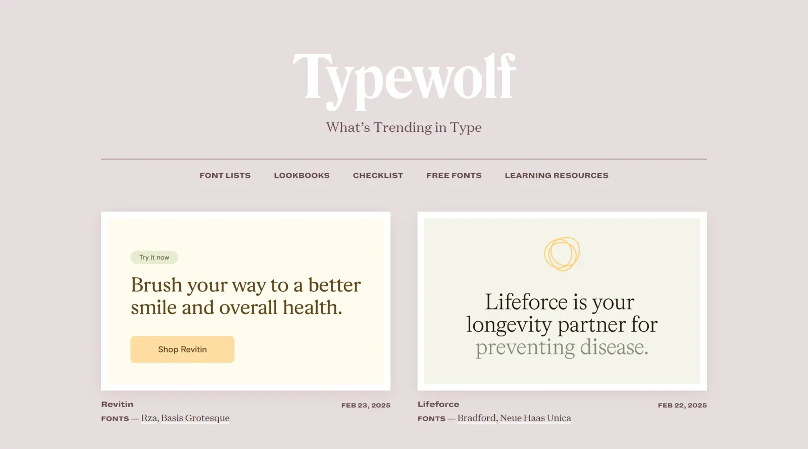 Typewolf screenshot