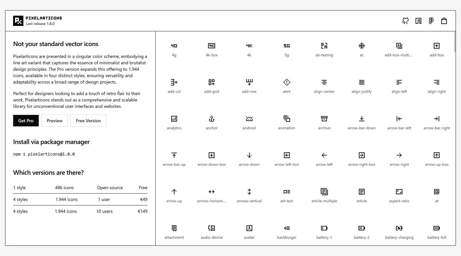 Pixelarticons screenshot