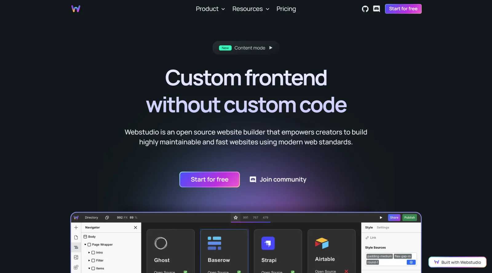 Webstudio screenshot