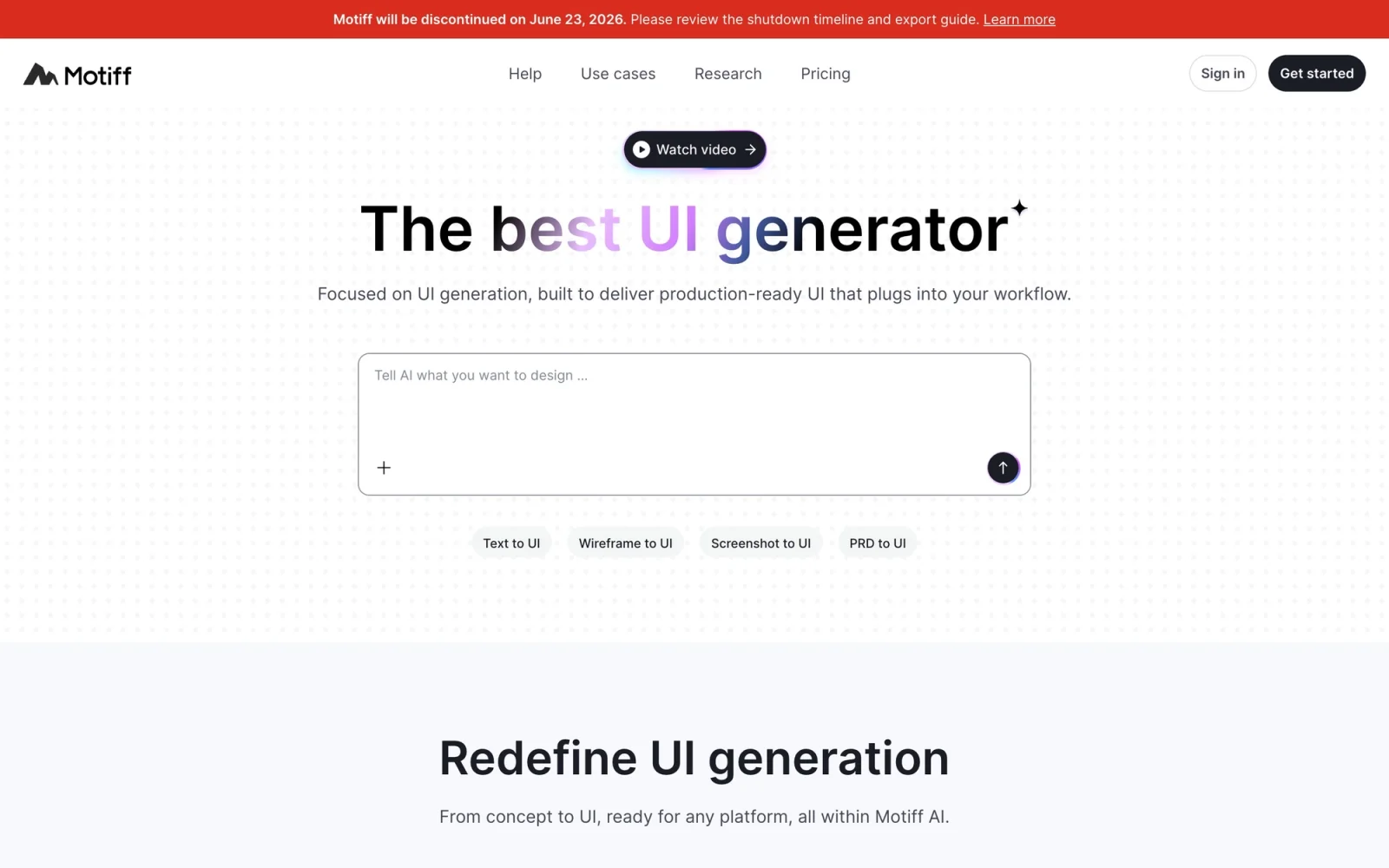 Motiff screenshot