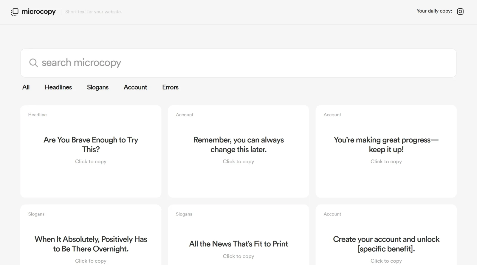 Microcopy screenshot