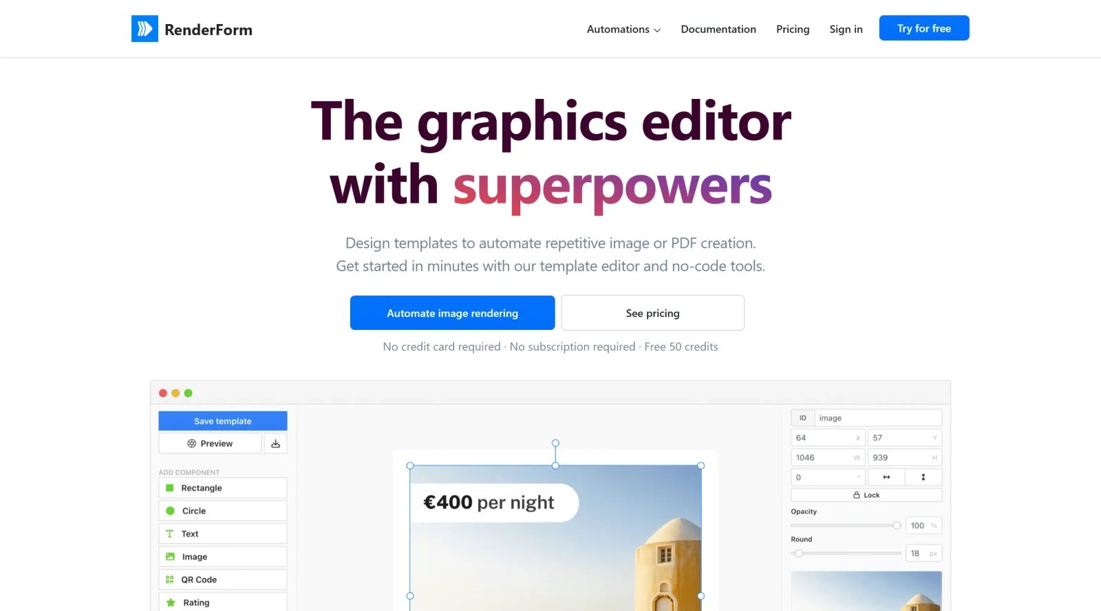 RenderForm screenshot