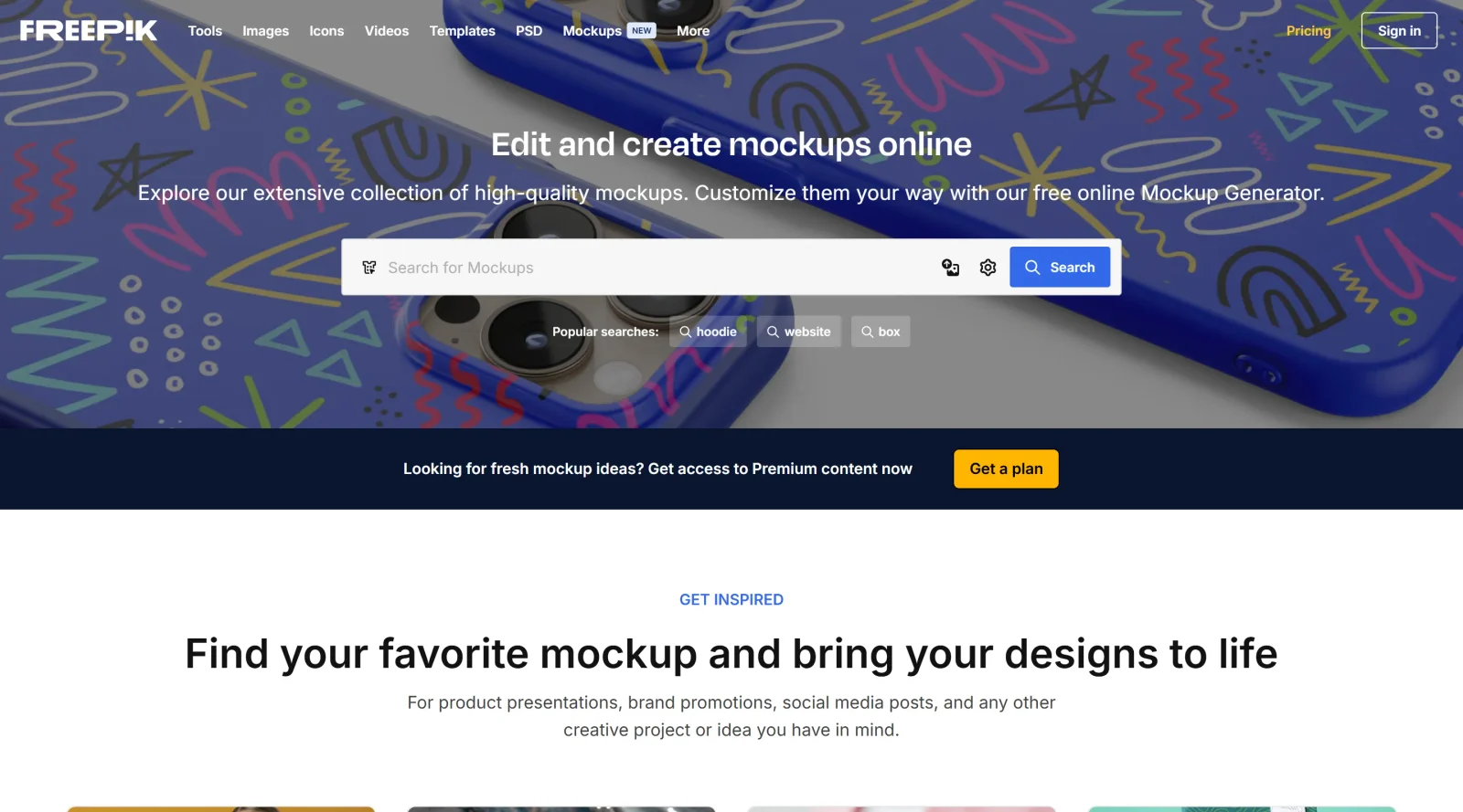 Freepik Mockups screenshot