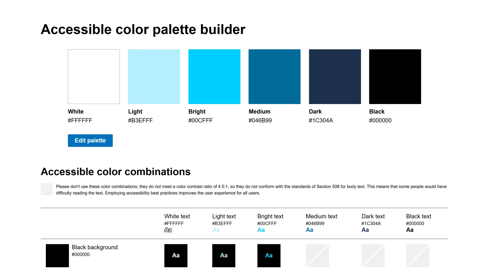 Accessible Color Matrix screenshot