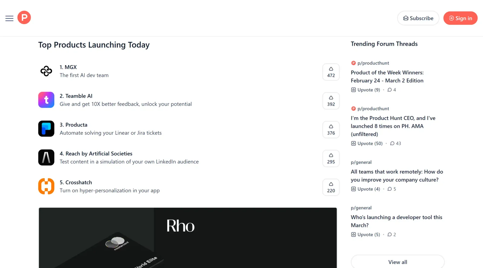 Product Hunt screenshot