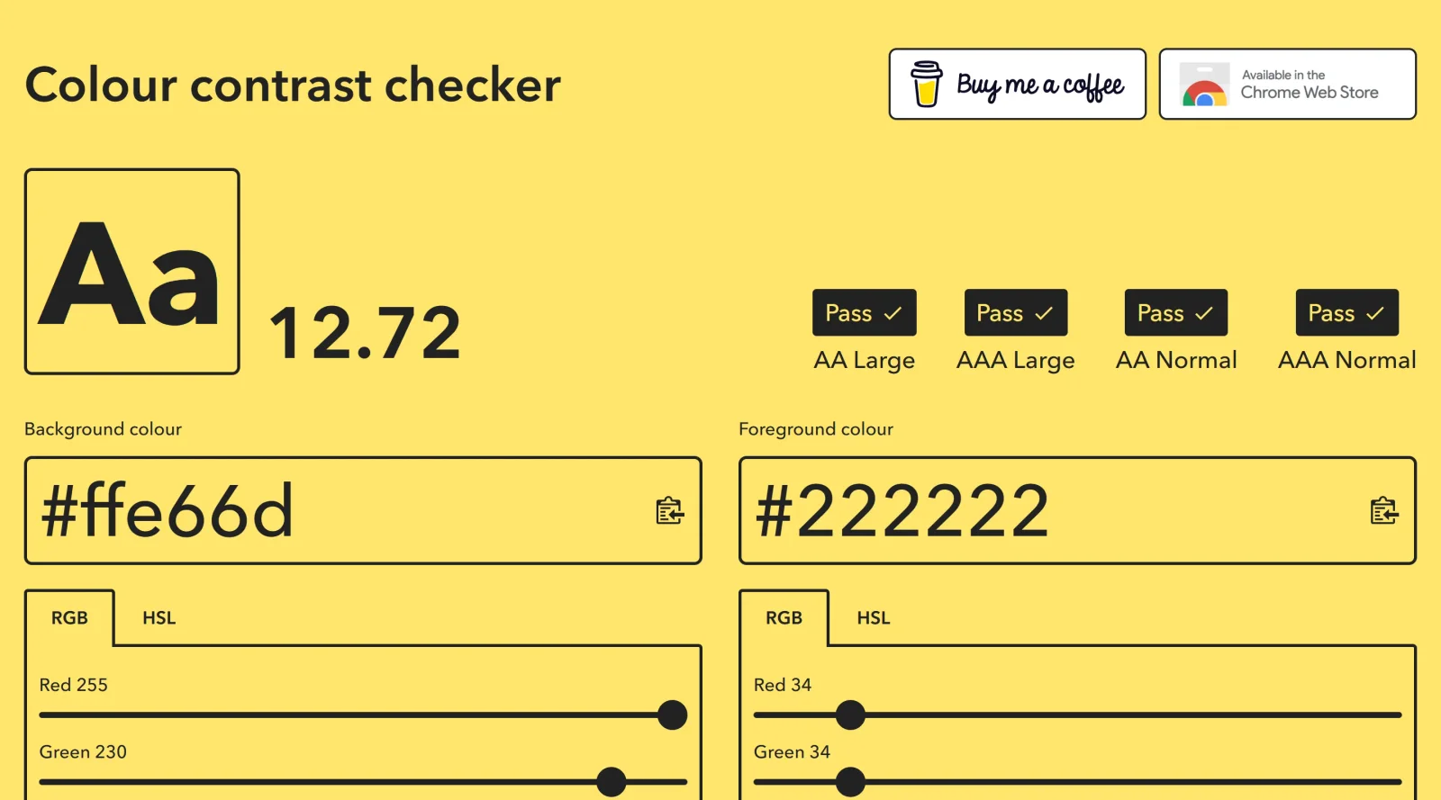 Colour Contrast Checker screenshot