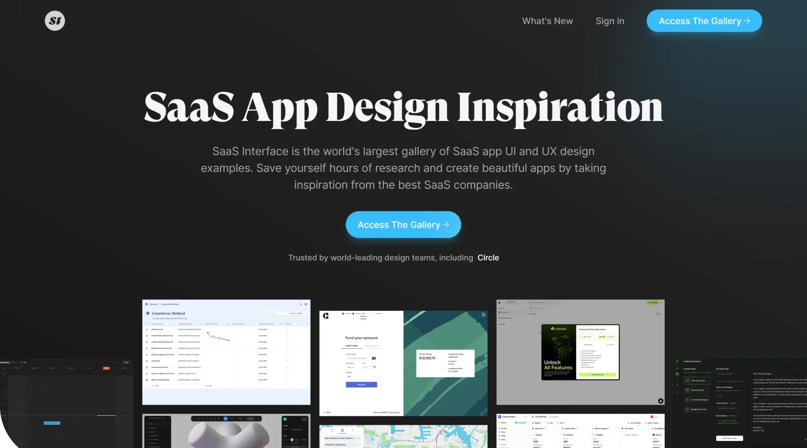SaaS Interface screenshot