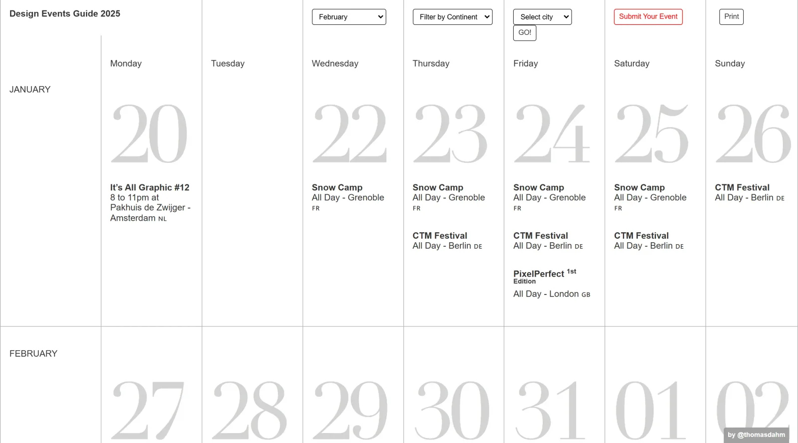 Design Events Guide screenshot