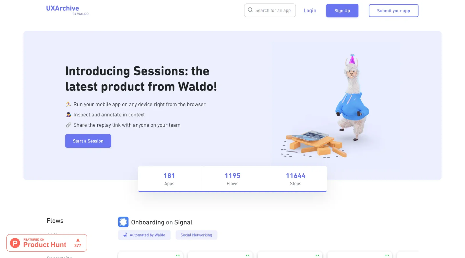 UX Archive screenshot