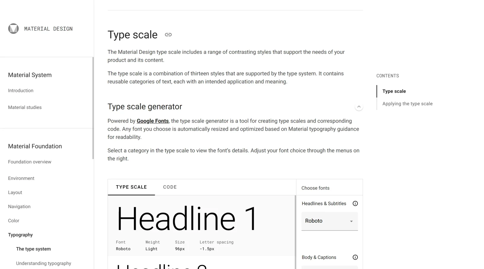 Material Design Type Scale screenshot