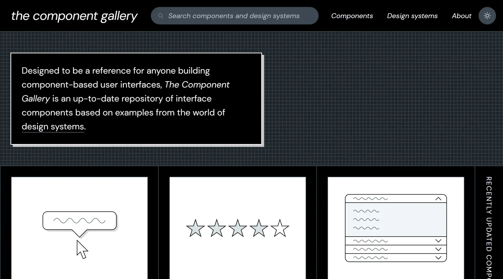 The Component Gallery screenshot