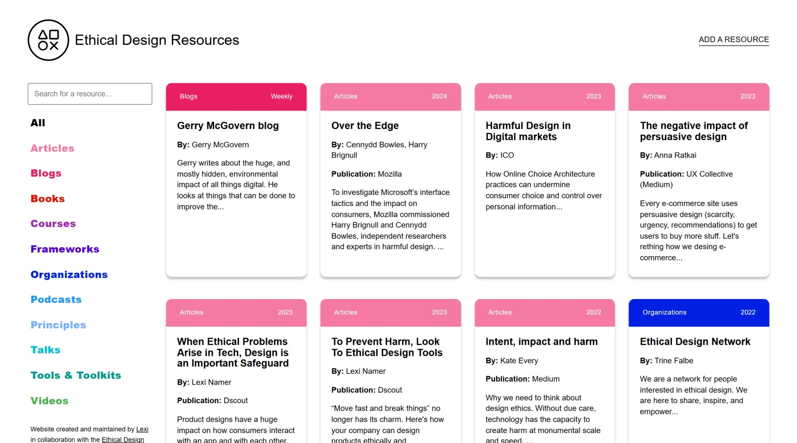 Ethical Design Resources screenshot