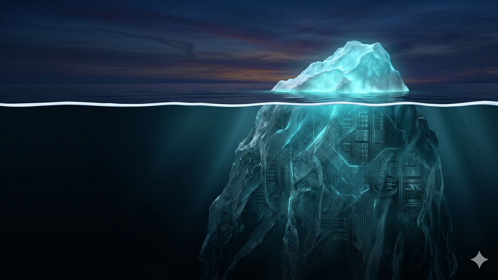 An iceberg with 15% above the waterline and the larger mass submerged — the MCP visibility moat is real but invisible until measured